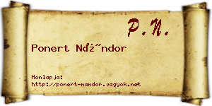 Ponert Nándor névjegykártya